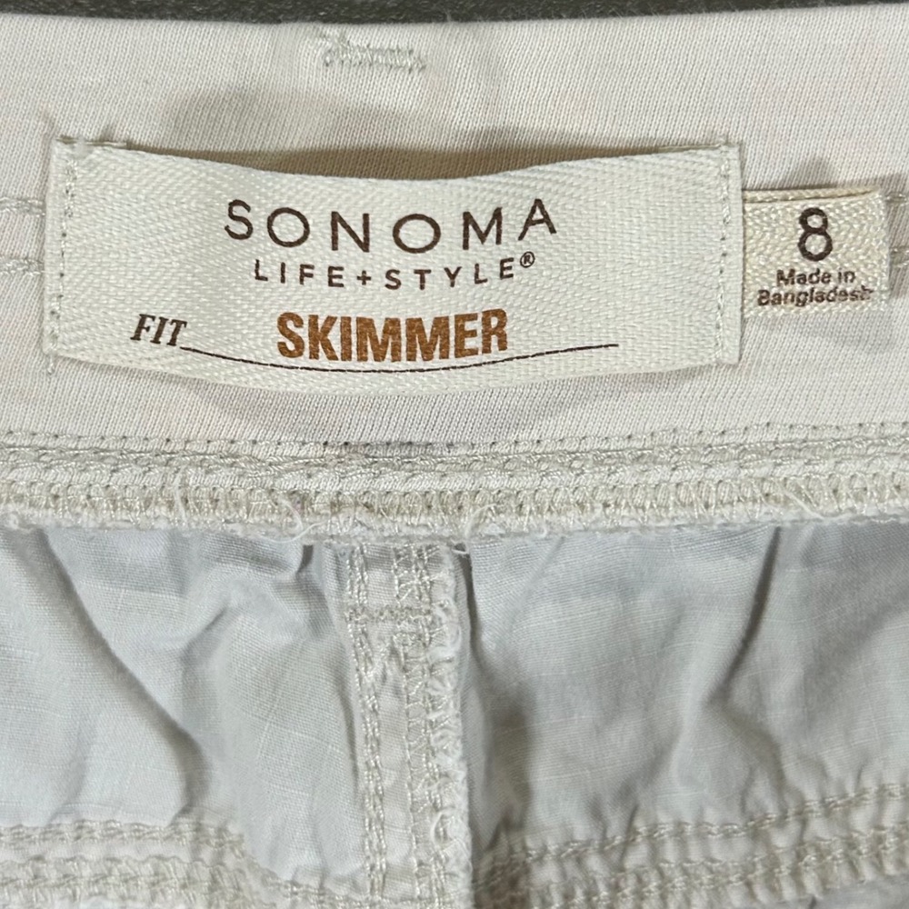 Sonoma Life Style Skimmer Khaki Cargo Pants Beige Womens Size 8 Utility Cropped - Picture 7 of 10